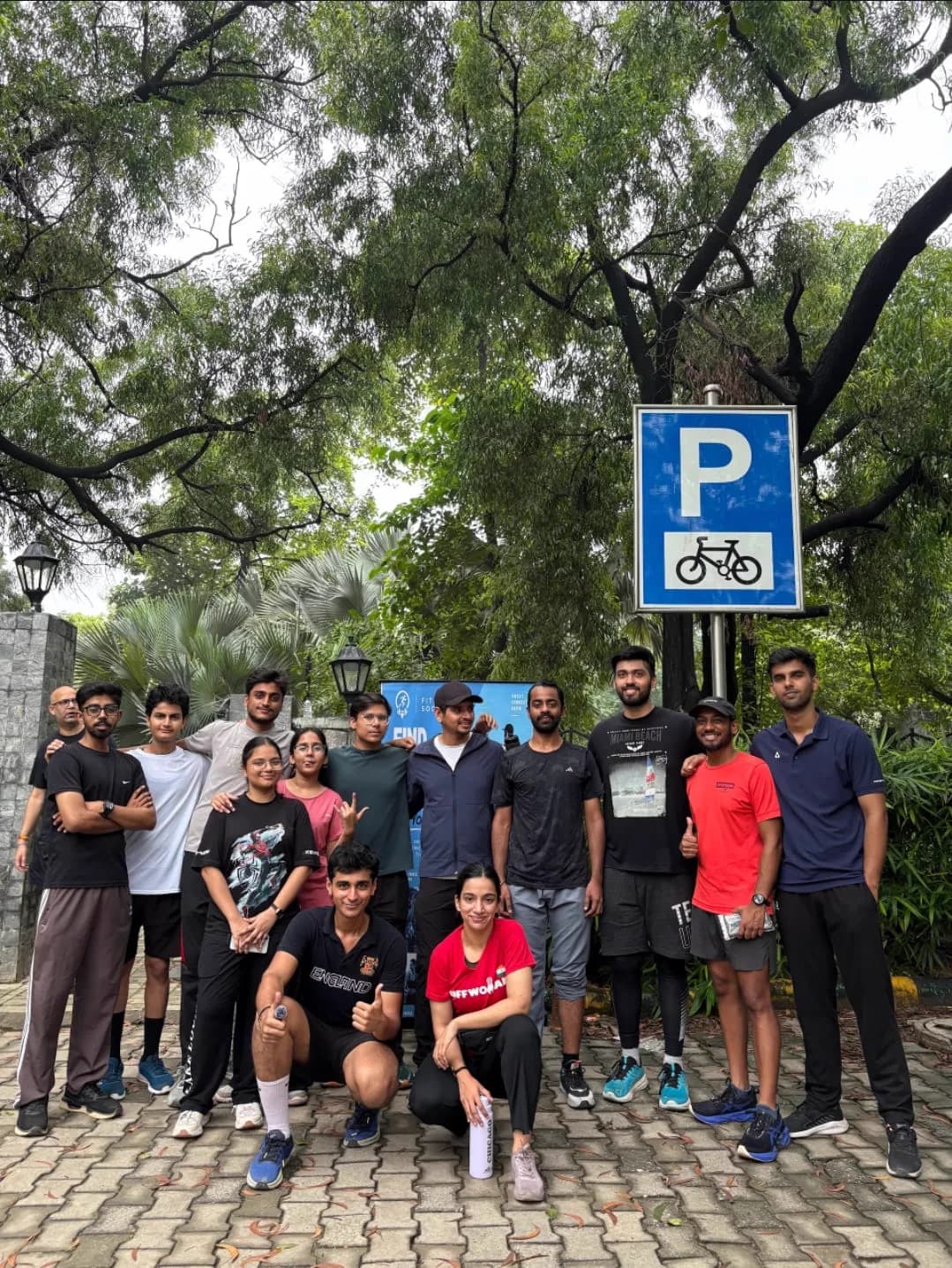 FitSocial community members posing together after a group run